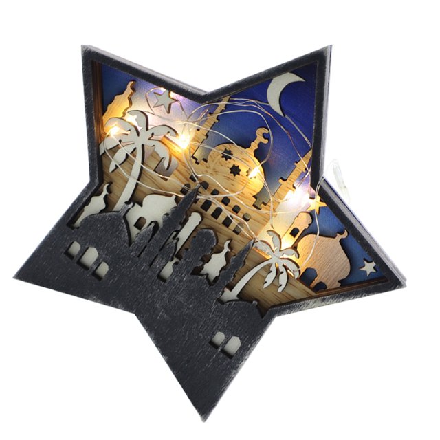 Decoraciones Artesanías hechas a mano Eid Mubarak Musulmán Delicadas luces en forma de estrella Adorno Adorno Suministros decorativos JM00567 Kits de decoración para fiestas JM00562avec lumière NO1 Toystoory HA060999-02