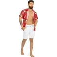thumbnail image 2 of LA LEELA Men's Hawaiian Shirts Short Sleeve Button Down Shirt Mens Holiday Shirts Summer Beach Casual Aloha Tropical Shirts for Men Funny L Cockatoo Parrot, Red, 2 of 5