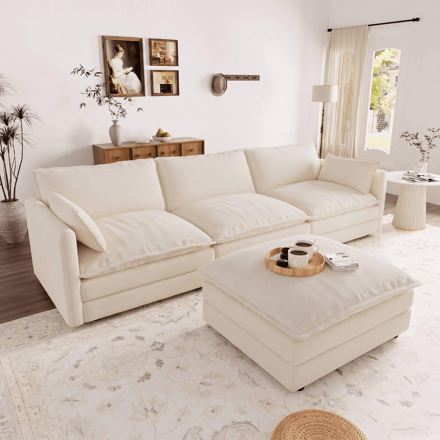 Muumblus Sectional Sofa, Chenille L-Shaped Sofa with Reversible