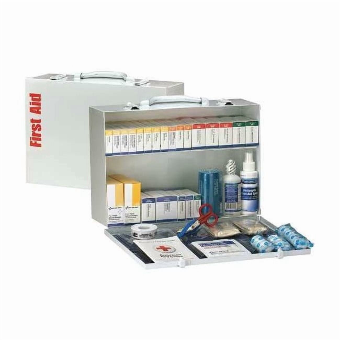 First Aid Kit and Housing, Metal Cabinet, 467 Components, 75 People Served 90603