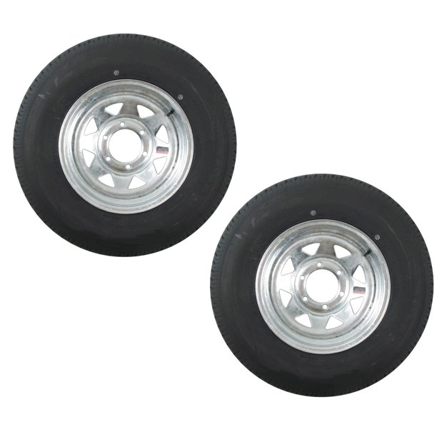 2Pack Radial Trailer Tire On Rim ST225/75R15 LRD 6 Lug Galvanized