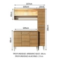 thumbnail image 3 of Cocina Integral Completa 137cm Madesa Emilly Art Marrón GREM137004, 3 of 9