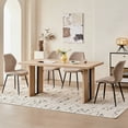 thumbnail image 3 of 5pcs Rectangle Dining Table Chairs Set for 4, 63" Farmhouse Wood Kitchen Table with 4 Upholstered Mid Century Modern Boucle Chairs for Dinner, Living Dining Room, Apartment, Brown, 3 of 6
