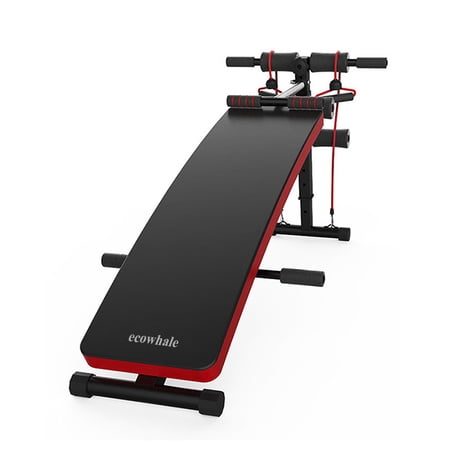 ecowhale Body-building Apparatus, Adjustable Weight Bench 400lbs Capacity, Folding Bench with Elastic Ropes
