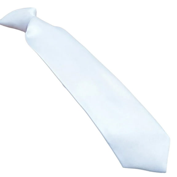White Ties Solid Color Necktie for Men Women Children Pre Tied Adjustable Neck Tie for Formal Graduation School Uniform