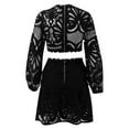 thumbnail image 5 of VBARHMQRT Casual Outfits for Women 2 Piece Sets Casual Fashion Set Shorts Set Long Sleeve Top Suit Shorts Two Piece Set Basic Top and Shorts Set Hollow Lace Fashion Embroidery Set Outfits, 5 of 5