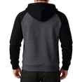 thumbnail image 6 of LTTVQM Autumn Mens Hoodie Full Zip Two Tone Raglan Fleece Hoodie Loose Fit Evening Casual Outerwear Dark Gray XL, 6 of 7