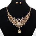 thumbnail image 6 of Kripyery Retro Multicolor Rhinestone Hollow Peacock Bib Necklace Ear Studs Jewelry Set, 6 of 8