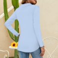 thumbnail image 6 of Mohiass Womens V Neck Polo Shirts Business Casual Long Sleeve Blouse Collared Work Top Slim Fitted 2024 Fall Basic Shirt Light Blue M, 6 of 7