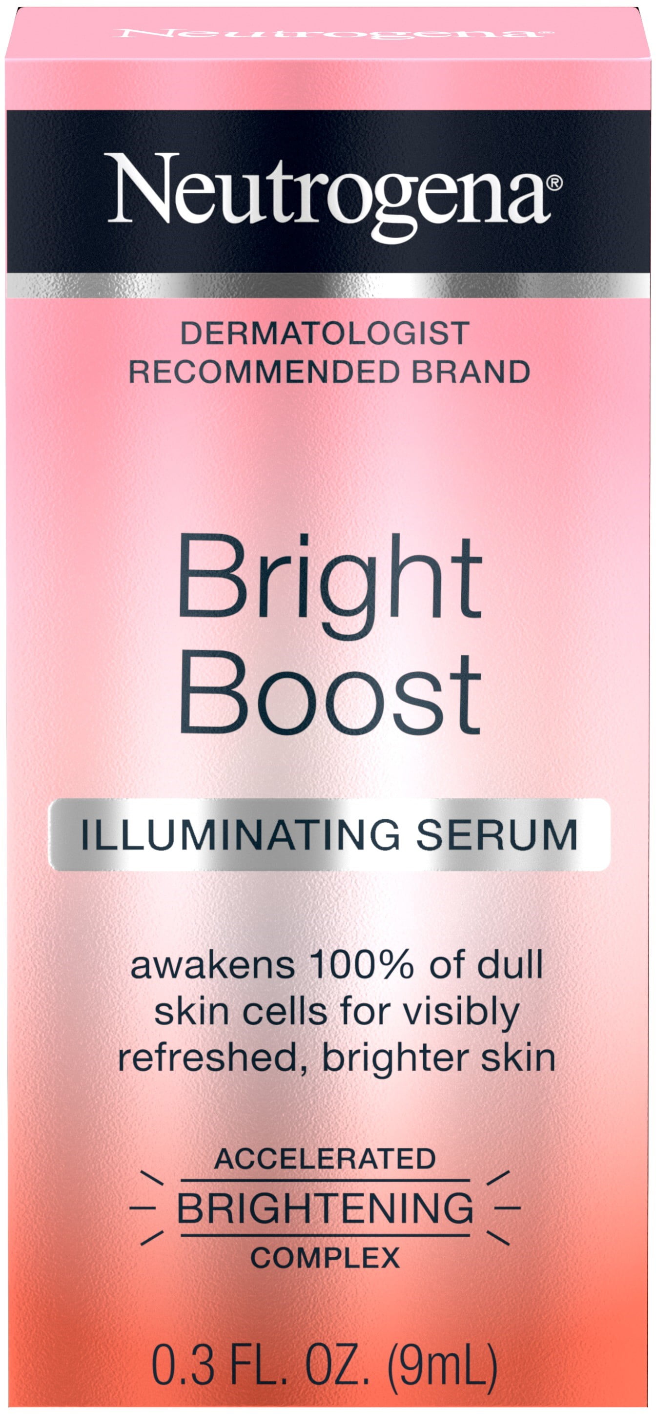 Neutrogena Bright Boost Illuminating Face Serum with Neoglucosamine & Turmeric Extract for Even Skin Tone, Resurfacing Serum for Face 0.3 oz (Pack of 2)