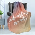 thumbnail image 4 of Adventure Soft Flannel Fleece Throw Blanket, Summer Interpretation of Modern Typographic Message on Soft Ombre Background, Cozy Plush for Indoor and Outdoor Use, 70" x 90", Multicolor, by Ambesonne, 4 of 5