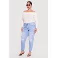 thumbnail image 2 of Women's Plus Size WAX High Waisted Distressed Mom Jeans, 2 of 4