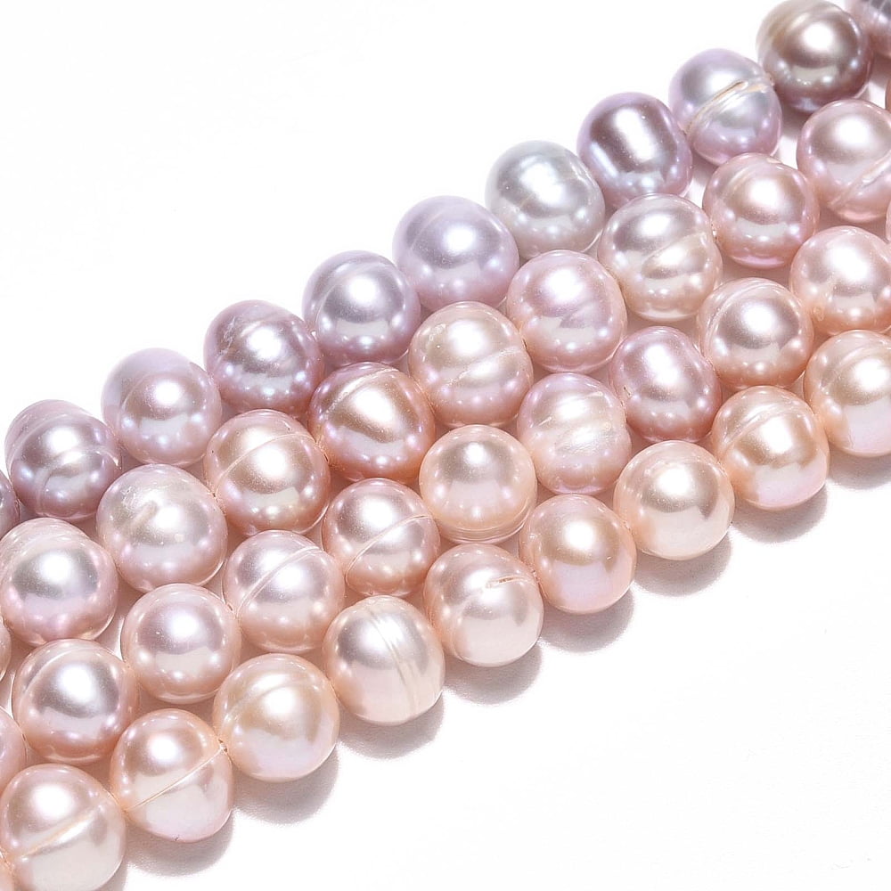 Natural Cultured Freshwater Pearl Beads Strands Grooved Potato Plum 6~7.5x7~8.5mm Hole: 0.7mm 52~55pcs/strand 13.98~14.37 inch(35.5~36.5cm)