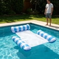 thumbnail image 4 of Ohmyroo Inflatable Floating Lounger Thickened Striped Swimming Pool Raft For Summer, 4 of 8