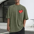 thumbnail image 2 of hotojiny Mens Oversized T-Shirts Fashion Loose Fit Crewneck Tshirt Streetwear Heart Short Sleeve Tee Shirt Summer Tops, 2 of 5