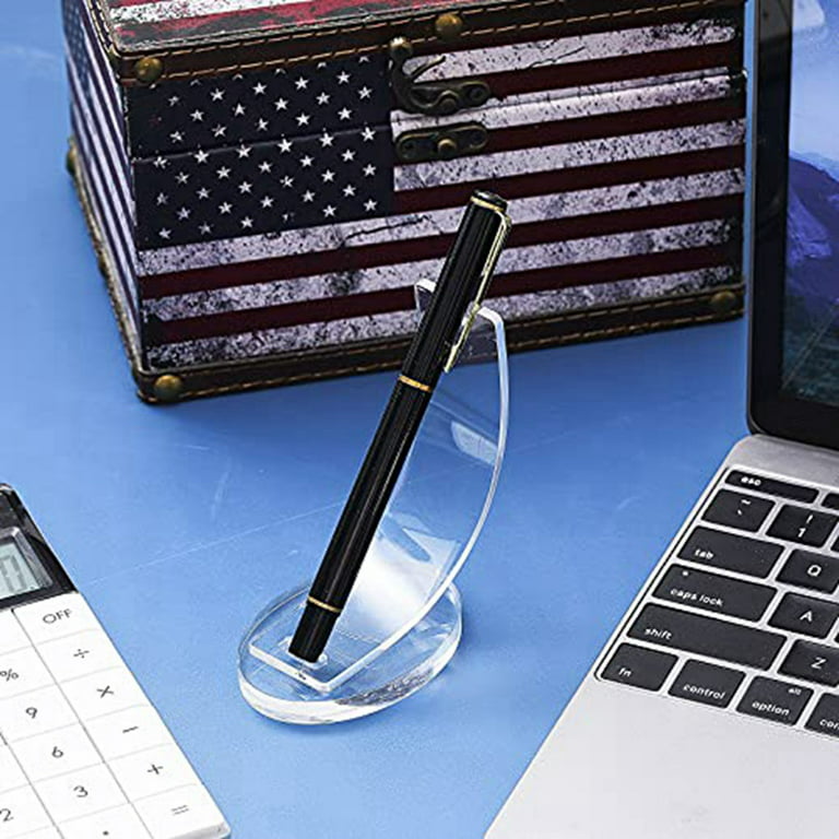 2 Pieces Acrylic Pen Holder Display Stand Pencil Display Holder Fountain Pen Ballpoint Pen Display Rack (Black)