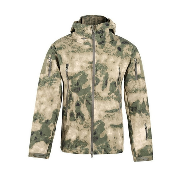AOOCHASLIY 2023 Men Fall Coat Men's Warm Fleece Skin Soft Outdoor Jacket Camouflage
