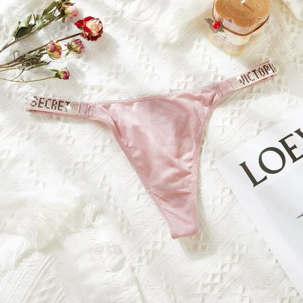 Sexy Sin Costuras Bragas Mujeres De Lujo Letra Rhinestones Lenceria G String Diseno De Confort Saten Intimos Ropa Interior Rosa Victoria ropa interior Gao Jiahui unisex Bodega Aurrera en linea