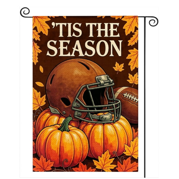 SPXUBZ Football Pumpkin Garden Flag 12 x 18 Inch Linen Tis The Season Fall Outdoor Yard Flag Autumn Sports Front Porch Farmhouse Lawn Patio Decoration