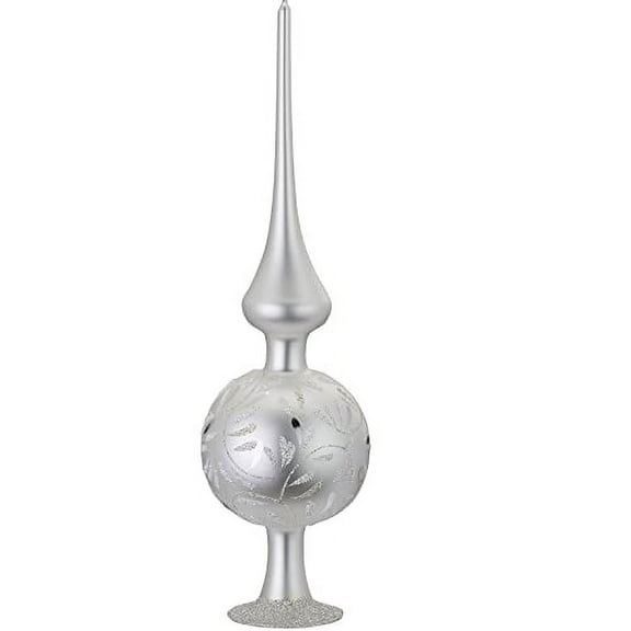 Inge Glas Delight White Matt German Glass Christmas Tree Topper 9.9 Inch