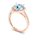 thumbnail image 2 of Halo Engagement Ring for Women - 2.285ct Natural Swiss Blue Topaz in 14K Rose Gold Promise Ring, 2 of 6