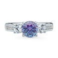 thumbnail image 2 of BERRICLE Sterling Silver 3-Stone Purple Aqua Round Cut Cubic Zirconia CZ Kaleidoscope Fashion Ring for Women, Rhodium Plated 1.25 Carat Size 5, 2 of 9