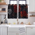 thumbnail image 2 of Red Orange Roses Kitchen Curtains Short 54 Inch Length, Elegant Romantic Flowers Pastoral Grommet Top Bedroom Living Room Curtains, Light Filtering Cafe Curtain Drapes 2 Panels Set 84''x54'', 2 of 9