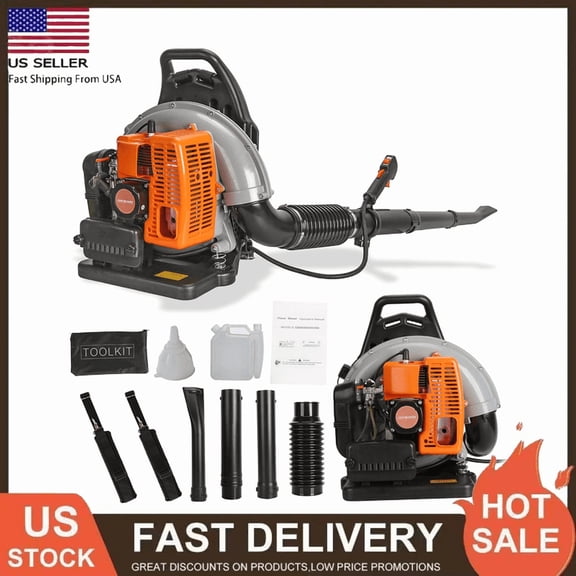 63CC Backpack Gas Leaf Blower, 2 Stroke Gas Powered Backpack Blower with Fuel Tank, 665CFM Air Volume 205MPH Speed, Ideal for Lawn Care