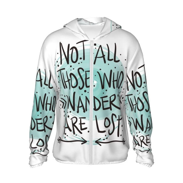 Balery Not All Who Wander Are Lost1 Sudadera ligera de manga larga con capucha y protección solar UPF 50+ para hombre y mujer, ideal para pesca y running-Small
