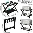 thumbnail image 6 of Luggage Rack, Folding Suitcase Stand with Storage Shelf,Bamboo Luggage Stand for Guest Room,Bedroon and Hotel,Holds up to 131 lb,Fit Most Luggage Size,Black, 6 of 8