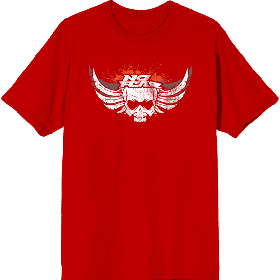 No Fear Skull With Wings Logo Adult Red Crew Neck Short Sleeve Tee-3XL