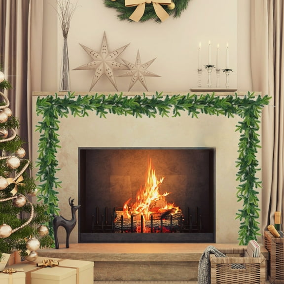 TOPRenddon Christmas Garland, Norfolk Pine Garland,70.8in Real Touch Winter Pine Garland, Green Artificial Greenery Garland for Table, Mantle, Wall, Indoor, Outdoor Christmas Decorations