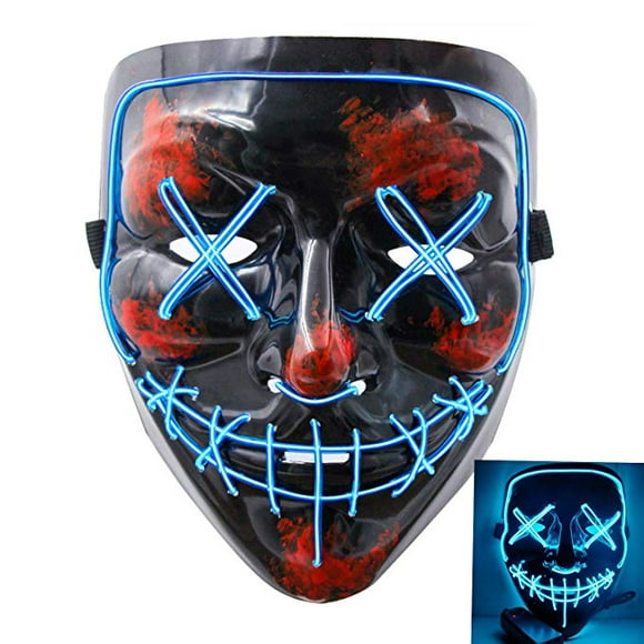 Halloween Mask Led Light Up Scary Mask for Festival Cosplay Halloween Masquerade Costume Parties Black