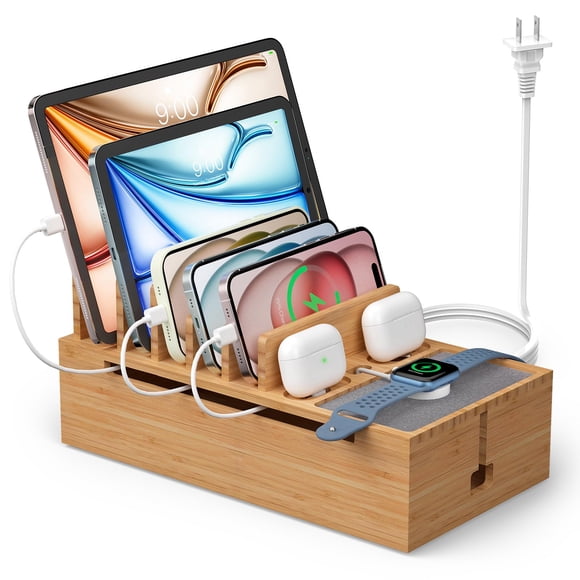 Pezin & Hulin Station de Charge pour Cellulaire pour Plusieurs Appareils, Organisateur de Chargeur de Bureau Tout-en-un, avec Adaptateur de Charge USB