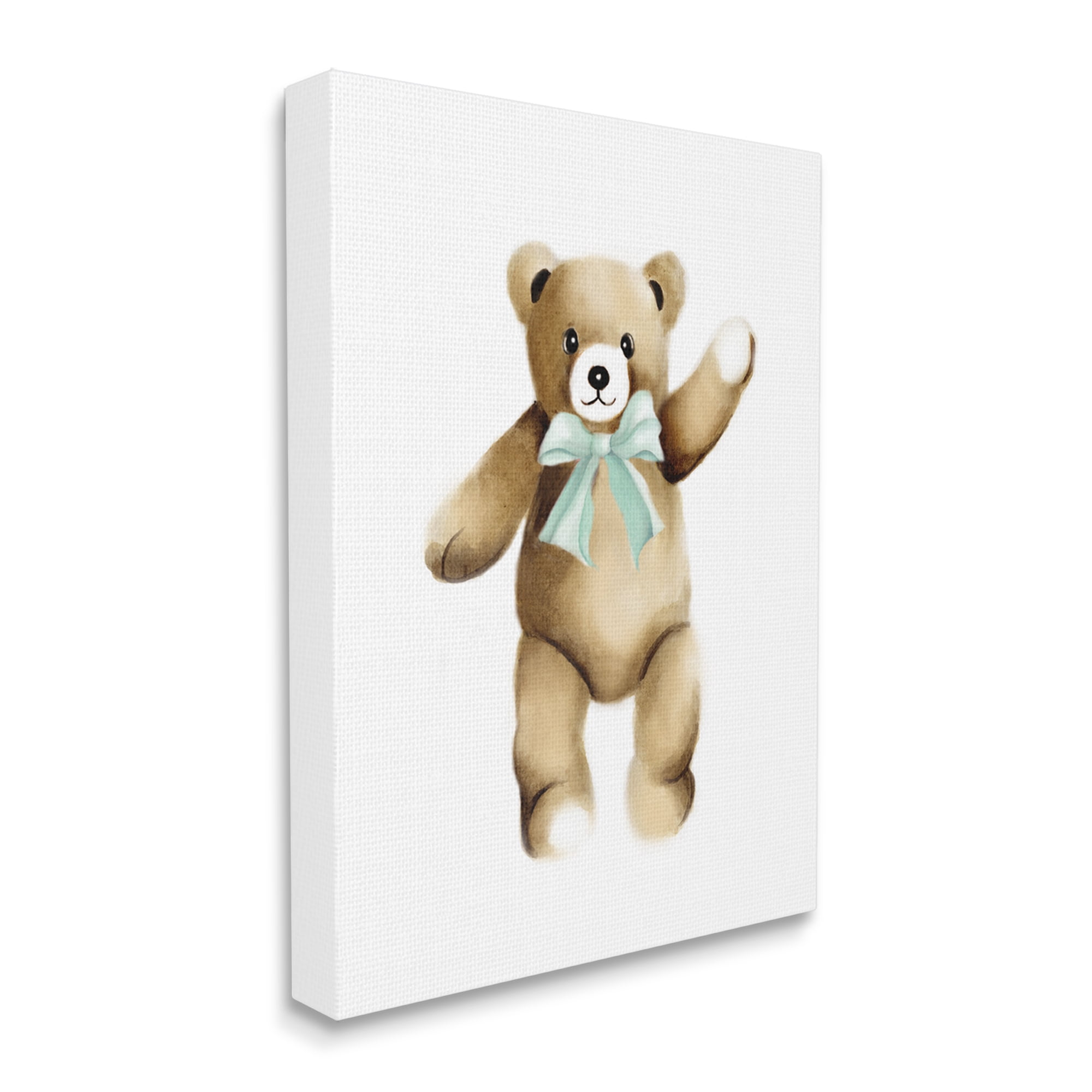 Stupell Industries Adorable Teddy Bear Nursery Animal Green Ribbon Graphic Art Gallery Wrapped Canvas Print Wall Art, Design by Studio Q