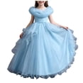 thumbnail image 3 of THDHVS Flower Girl Dress,Elegant Sleeveless Round Neck Girls Dress Solid Color Tulle Tutu For Spring Summer Party And Pageant,Girls' Dresses Blue, 3 of 8