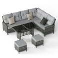 thumbnail image 2 of ELPOSUN 7-Piece Outdoor Patio Furniture Set - Sectional Sofa, Dining Table & Chairs Included, All-Weather Dining Set with Ottoman, Gray Rattan,Gray, 2 of 8