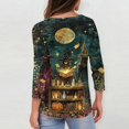 thumbnail image 6 of JoveMarine Halloween Shirts for Women, 3/4 Sleeve Crew Neck with Moon Bat Print, Loose Fit Fall Graphic Tee,Gold S, 6 of 7