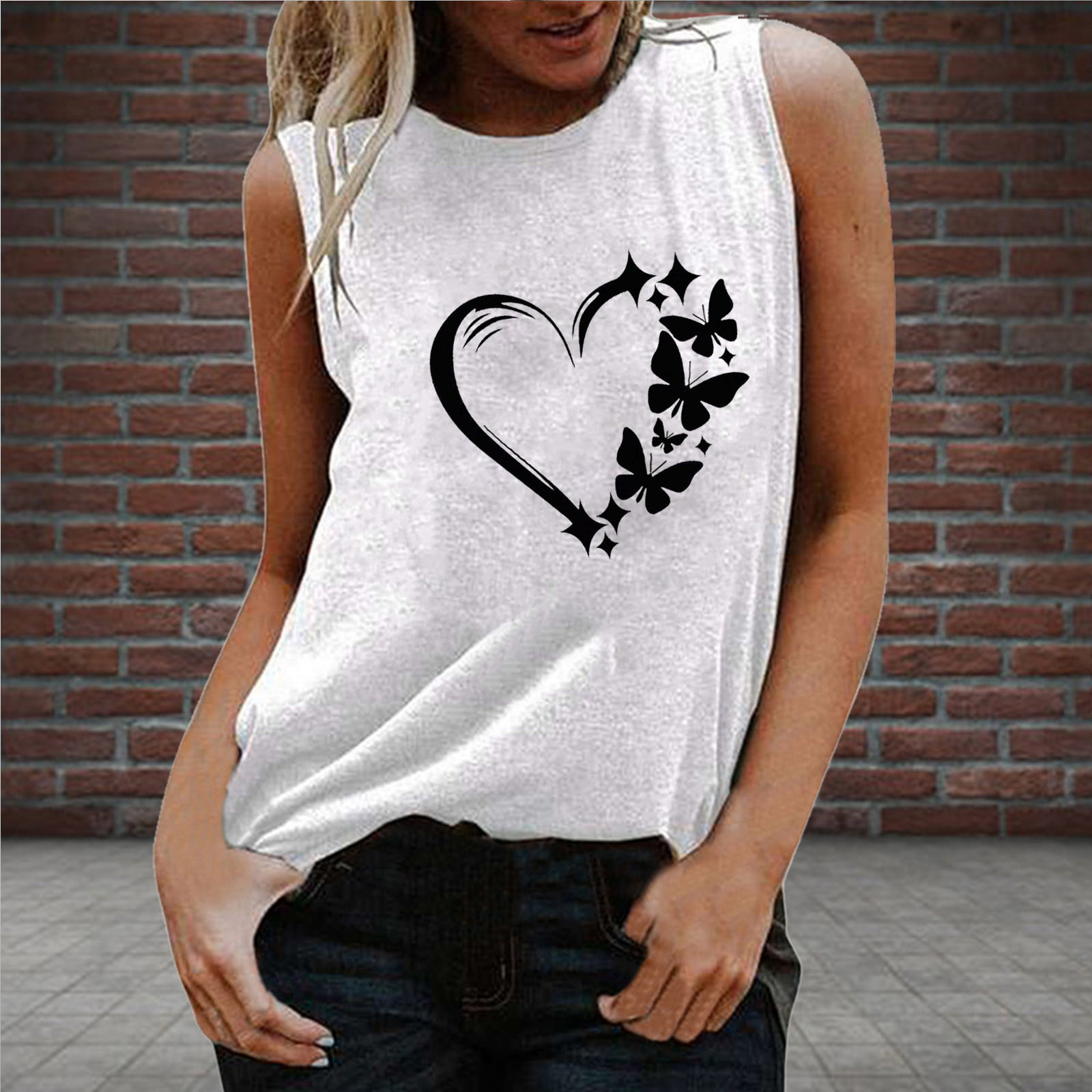 Yilirongyumm〗 White M Tank Top For Women Vest Top Funny-Printed Round Neck Top T-Shirt Vest Tee Shirt Blouse Casual Tops - Walmart.com