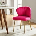 thumbnail image 3 of Modern Velvet Accent Chair Upholstered Small Vanity Chair Bedroom Living Room Fuchsia, 3 of 11
