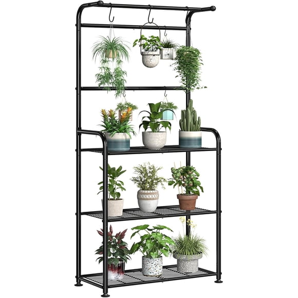 Soporte para plantas Ekisemio de 3 niveles, 171 cm, negro resistente