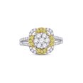 thumbnail image 2 of FB Jewels 14kt White Gold Womens Round Yellow Diamond Flower Cluster Ring 1.00 Cttw, 2 of 4