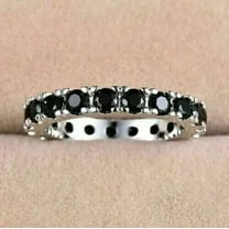 Women's Wedding Band 2Ct Round Cut Natural Moissanite Black Diamond in 14K White Gold Plated