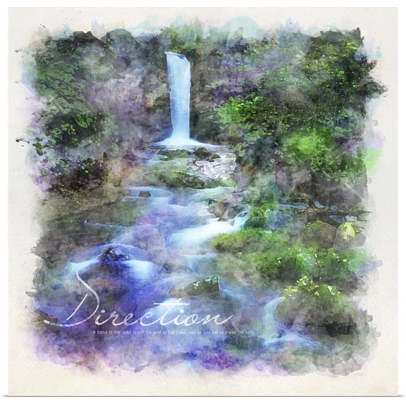 Great BIG Canvas | Rolled Kate Lillyson Poster Print entitled Watercolor Inspirational Poster: Direction