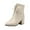 Beige, variant on Boots for Women Winter Warm Chunky Heel Low Tube Point Iace Up Side Zipper Ankle Boots