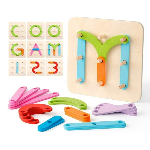 Wooden Letter Number Sorter Puzzle Educational Stacking Blocks Toy Set