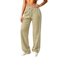 thumbnail image 2 of MLCDZ Wide Leg Fall Sweatpants for Women Elastic High Waisted Baggy Casual Loose Fit Lightweight Drawstring Workout Golf Trousers with Multiple Pockets, 2 of 10