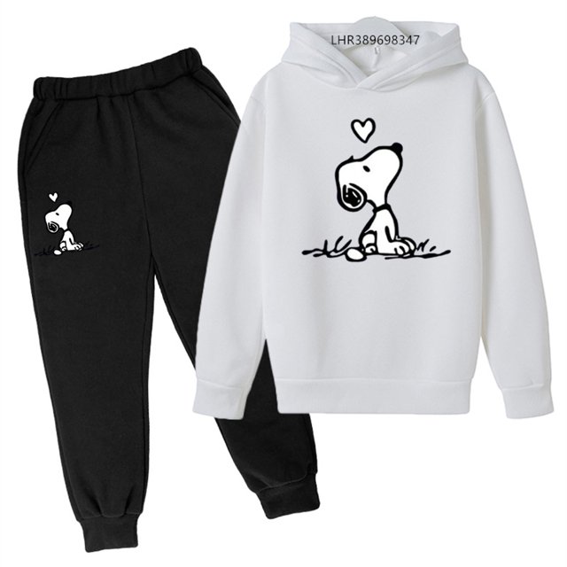 Sudadera con capucha y pantalones de dibujos animados para niños y niñas, abrigo de Snoopy para primavera, otoño e invierno, regalos de vacaciones