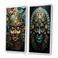 thumbnail image 3 of Designart "Gold Blue Mexico Vibrant Aztec Mask II" Mexico Framed Wall Art Set Of 2 - Gold Landscapes Frame Gallery Set For Office Decor, 3 of 7