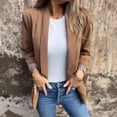 thumbnail image 3 of Women Suit Coat - Lapel Long Sleeve Leopard Print Cuffs Suit Jacket Solid Color Loose Fit Open Front Casual Business, 3 of 8